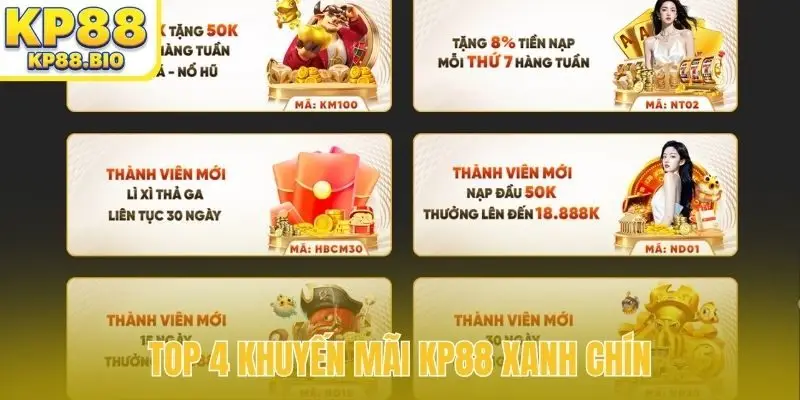 TOP 4 khuyến mãi KP88 xanh chín